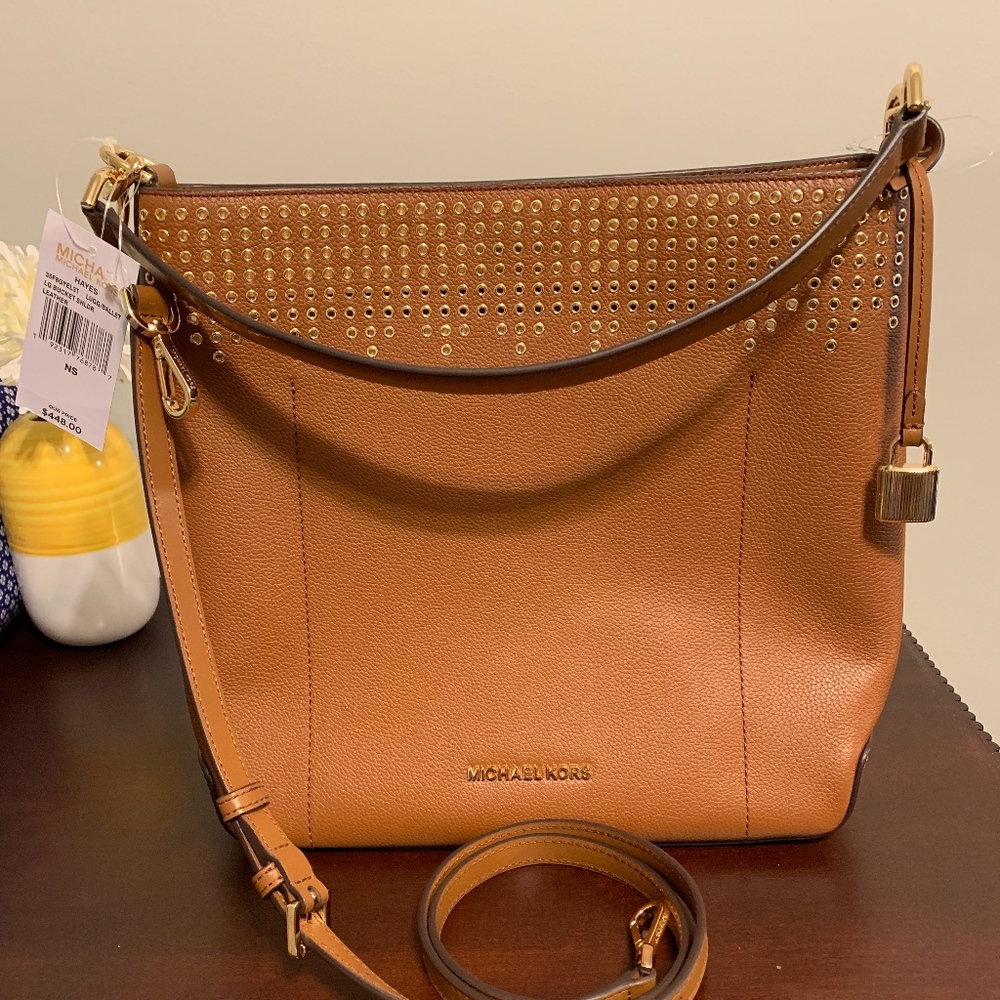NWT MICHAEL KORS HAYES LARGE BUCKET SHOULDER BAG - Picture 2 of 6